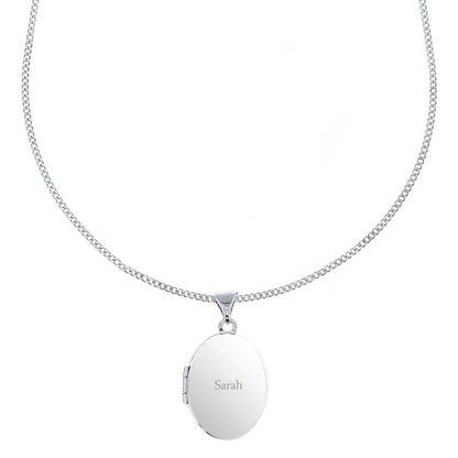 Personalised Sterling Silver Oval Locket Necklace - image 2