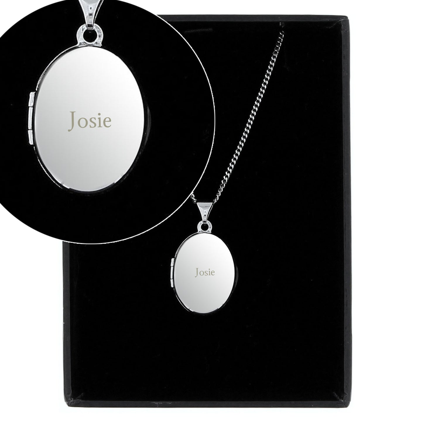 Personalised Sterling Silver Oval Locket Necklace - image 3