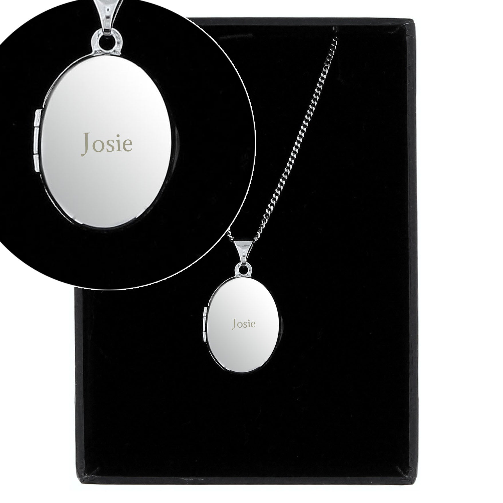 Personalised Sterling Silver Oval Locket Necklace - image 3