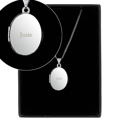 Personalised Sterling Silver Oval Locket Necklace - image 3