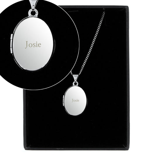 Personalised Sterling Silver Oval Locket Necklace - image 3