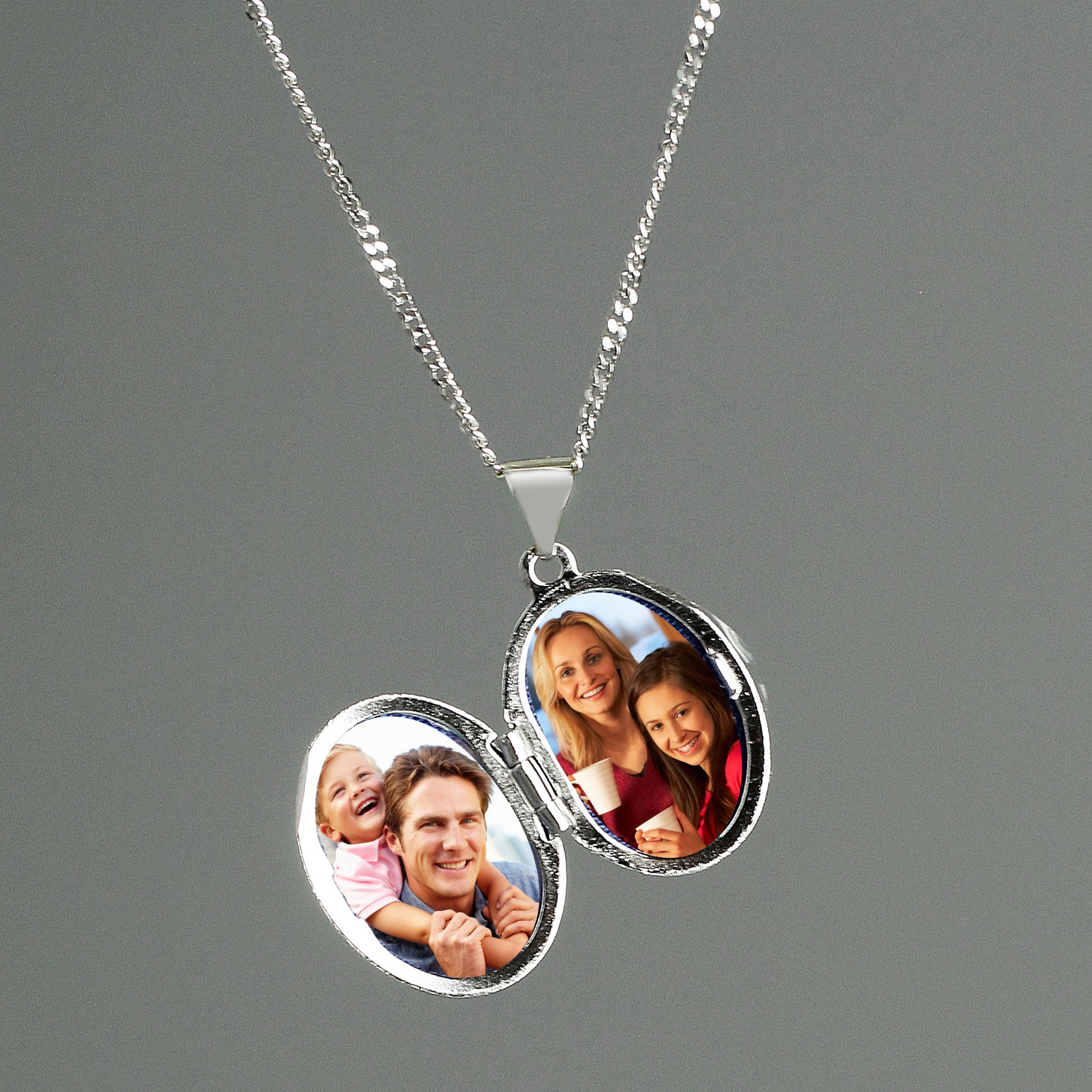 Personalised Sterling Silver Oval Locket Necklace - image 5