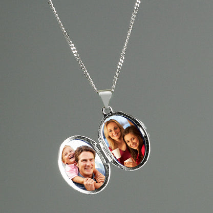 Personalised Sterling Silver Oval Locket Necklace - image 5