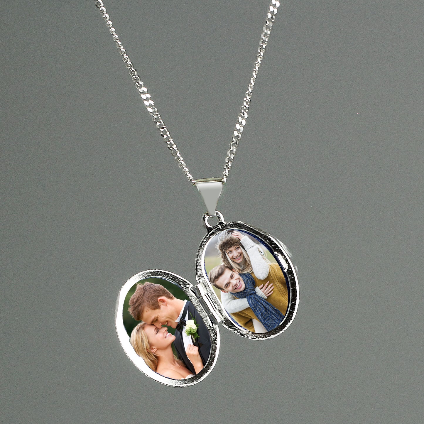 Personalised Sterling Silver Oval Locket Necklace - image 6