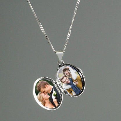 Personalised Sterling Silver Oval Locket Necklace - image 6