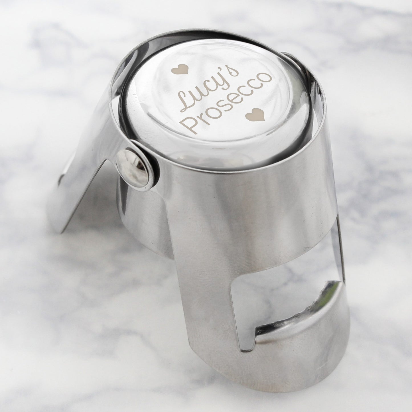 Personalised Heart Motif Prosecco Bottle Stopper from Heartfelt Gifts