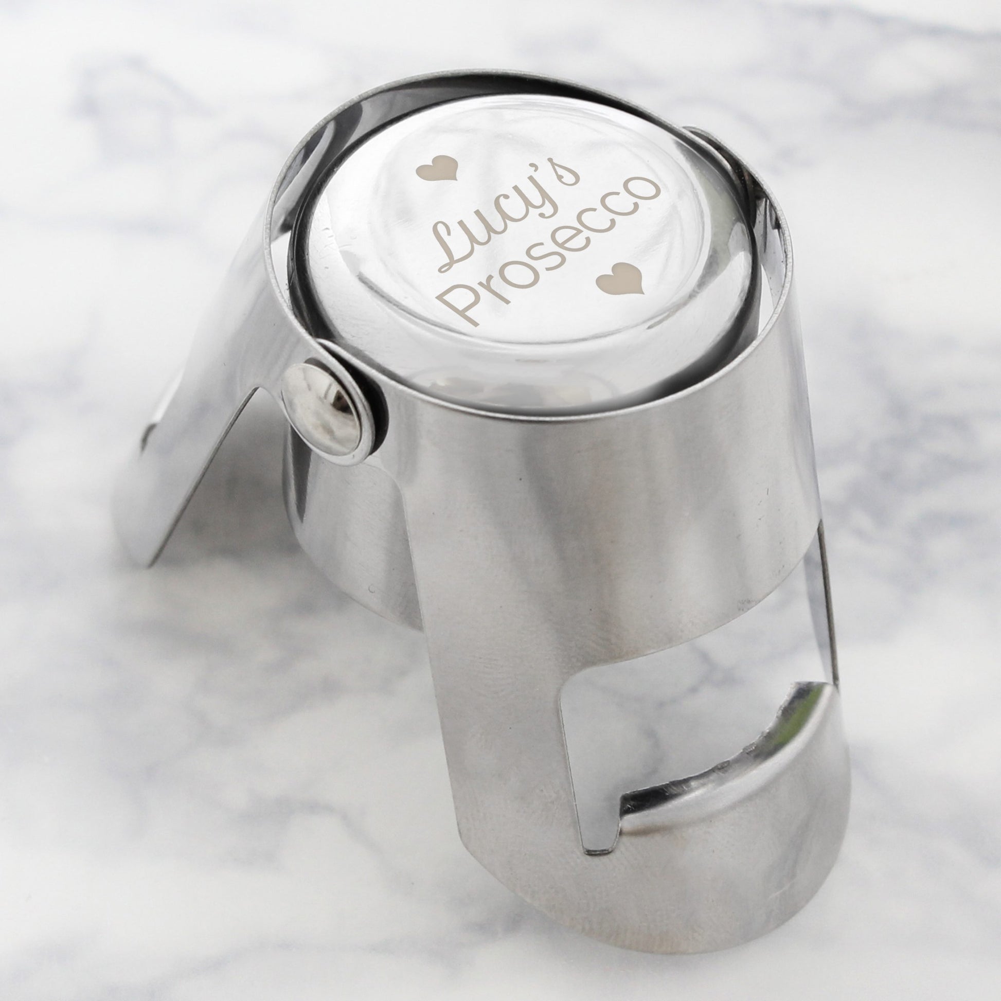 Personalised Heart Motif Prosecco Bottle Stopper from Heartfelt Gifts