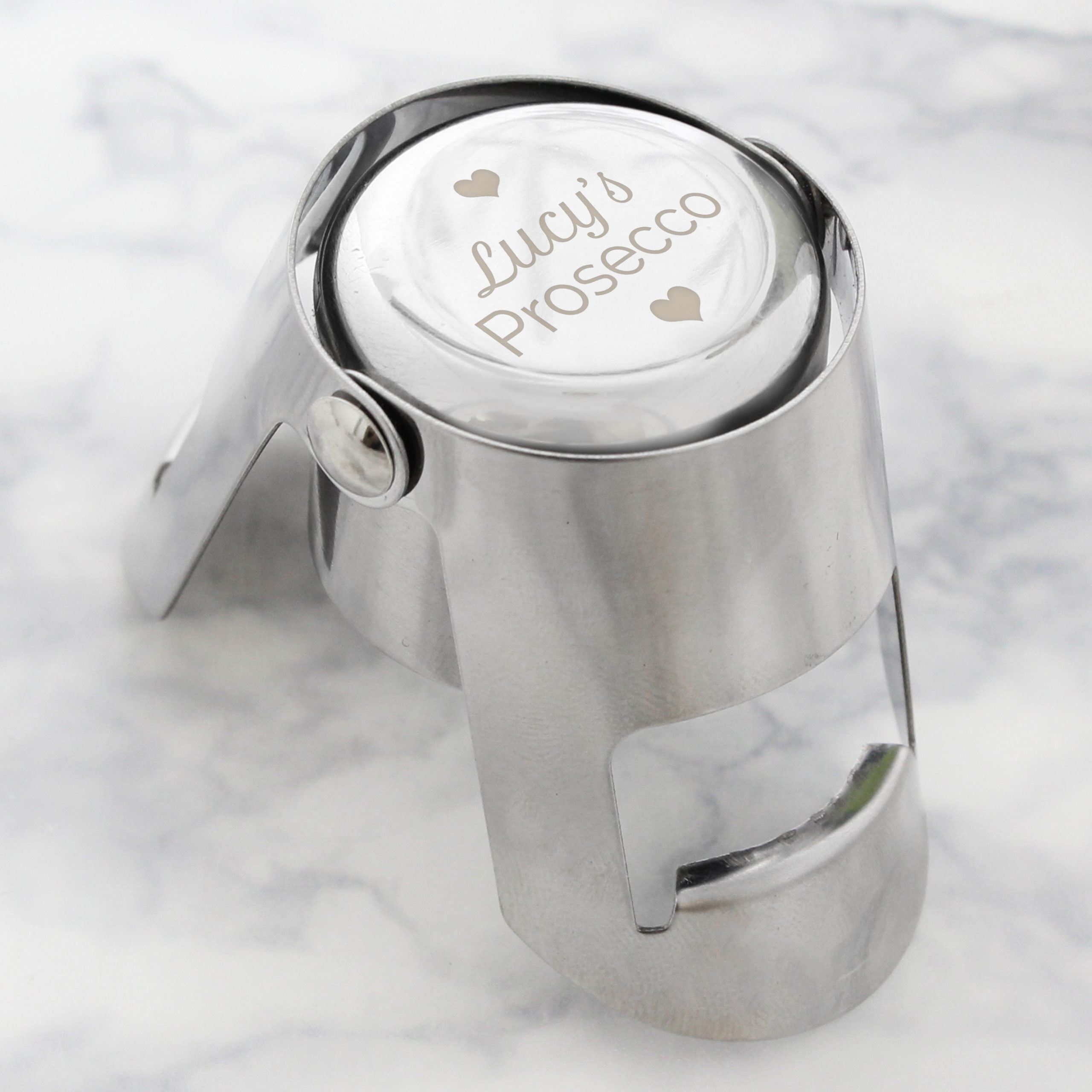 Personalised Heart Motif Prosecco Bottle Stopper from Heartfelt Gifts