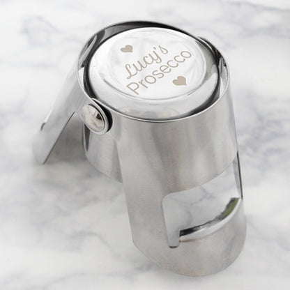 Personalised Heart Motif Prosecco Bottle Stopper from Heartfelt Gifts