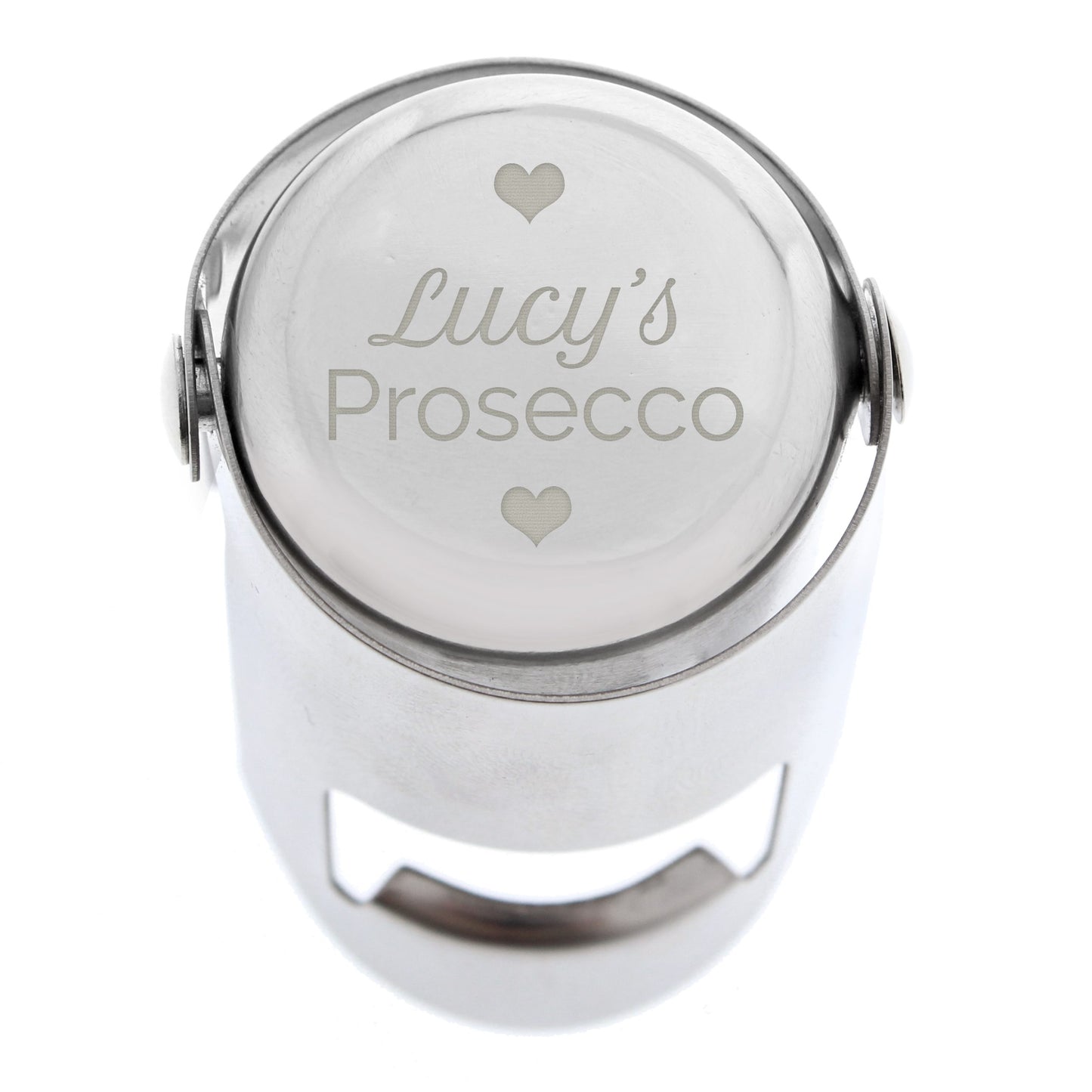 Personalised Heart Motif Prosecco Bottle Stopper - image 2