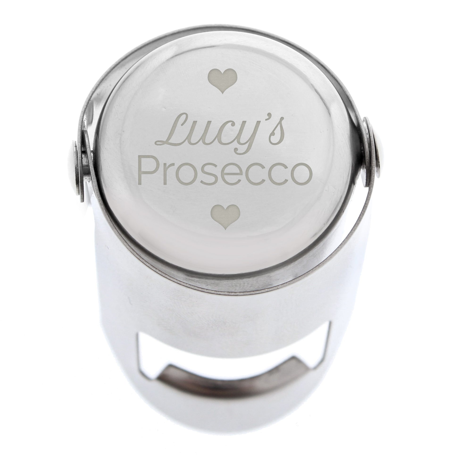 Personalised Heart Motif Prosecco Bottle Stopper - image 2
