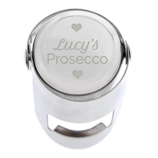 Personalised Heart Motif Prosecco Bottle Stopper - image 2