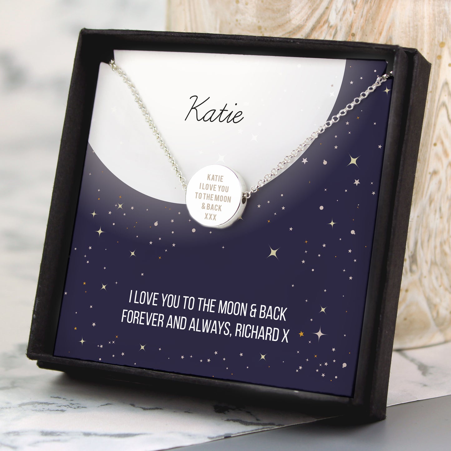Personalised Sentiment Disc Necklace and Box from Heartfelt Gifts