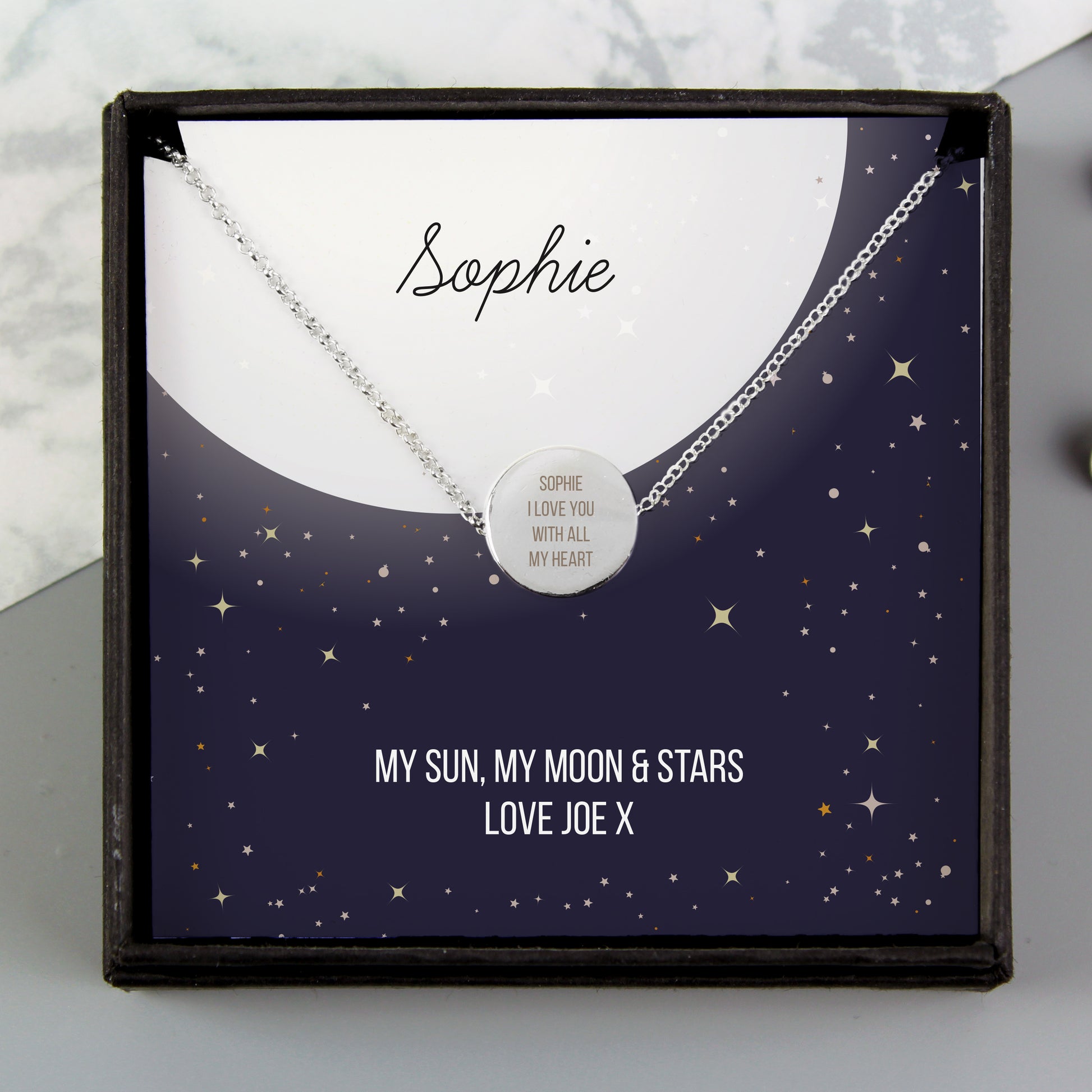 Personalised Sentiment Disc Necklace and Box - image 2