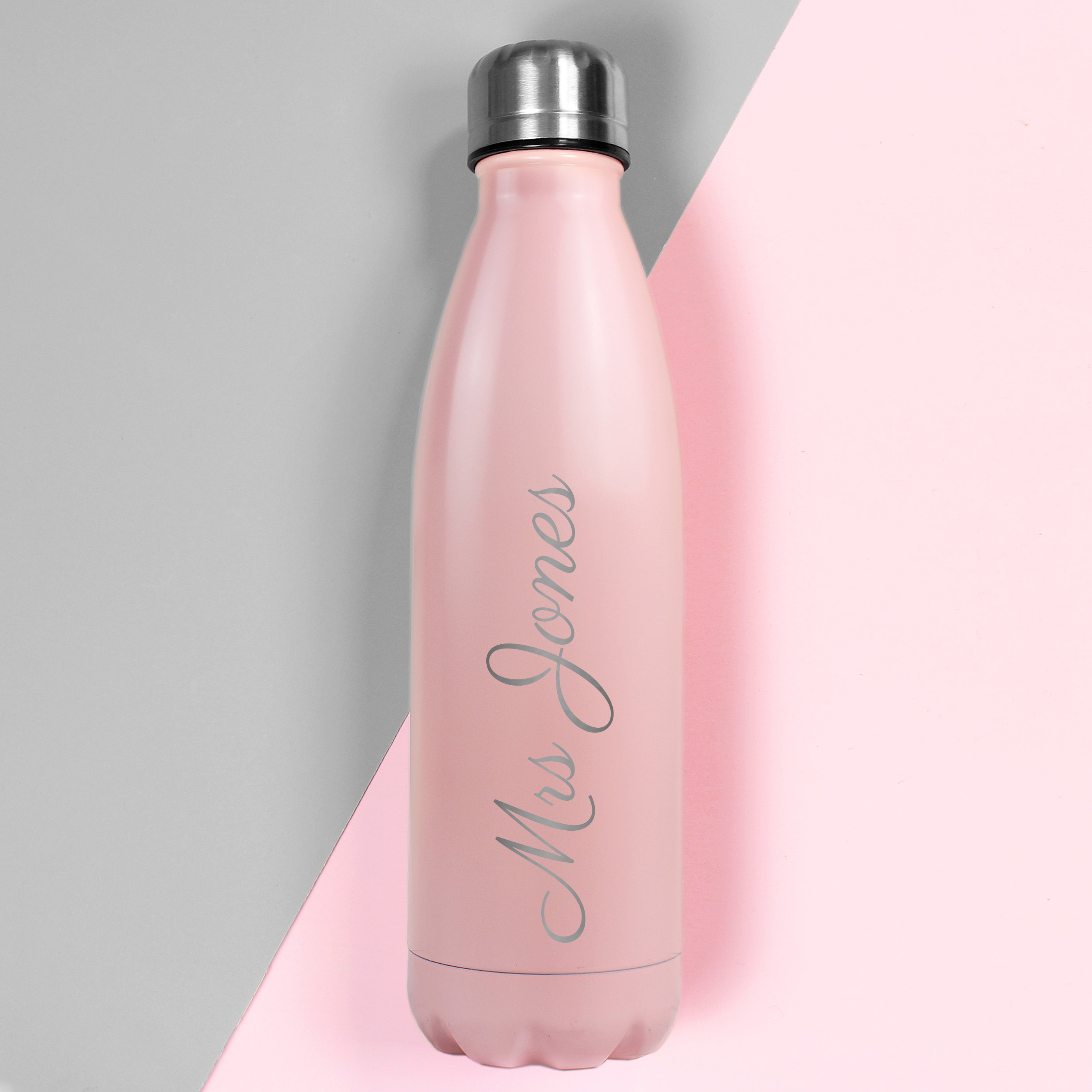 Personalised Pink Metal Insulated Drinks Bottle from Heartfelt Gifts
