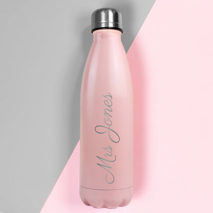 Personalised Pink Metal Insulated Drinks Bottle from Heartfelt Gifts