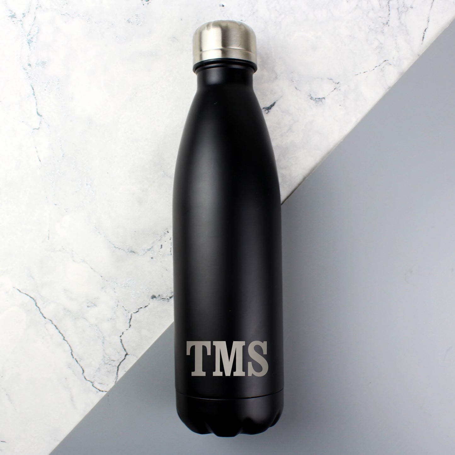 Personalised Initials Black Metal Insulated Drinks Bottle from Heartfelt Gifts