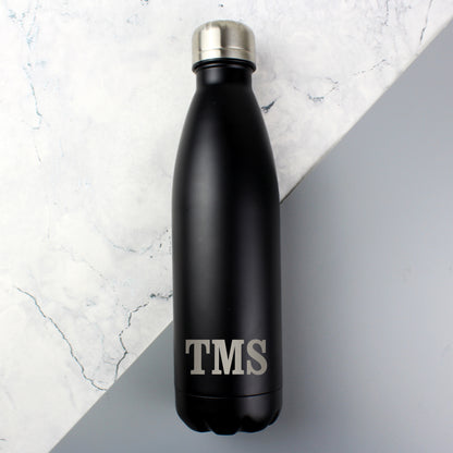 Personalised Initials Black Metal Insulated Drinks Bottle from Heartfelt Gifts