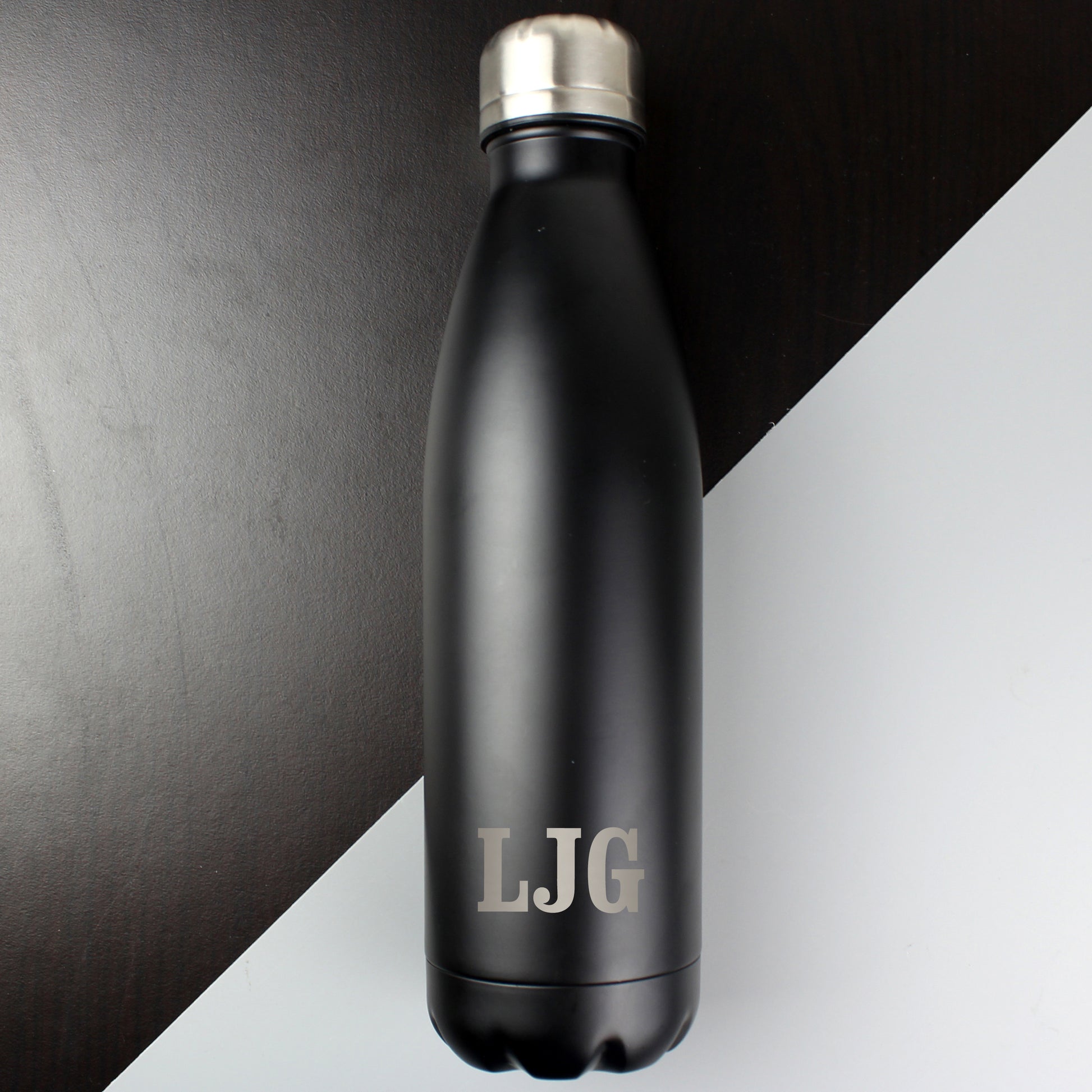 Personalised Initials Black Metal Insulated Drinks Bottle - image 3