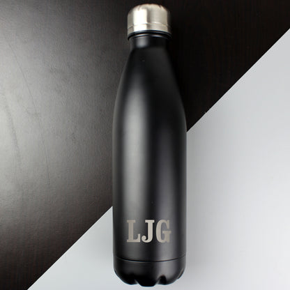 Personalised Initials Black Metal Insulated Drinks Bottle - image 3
