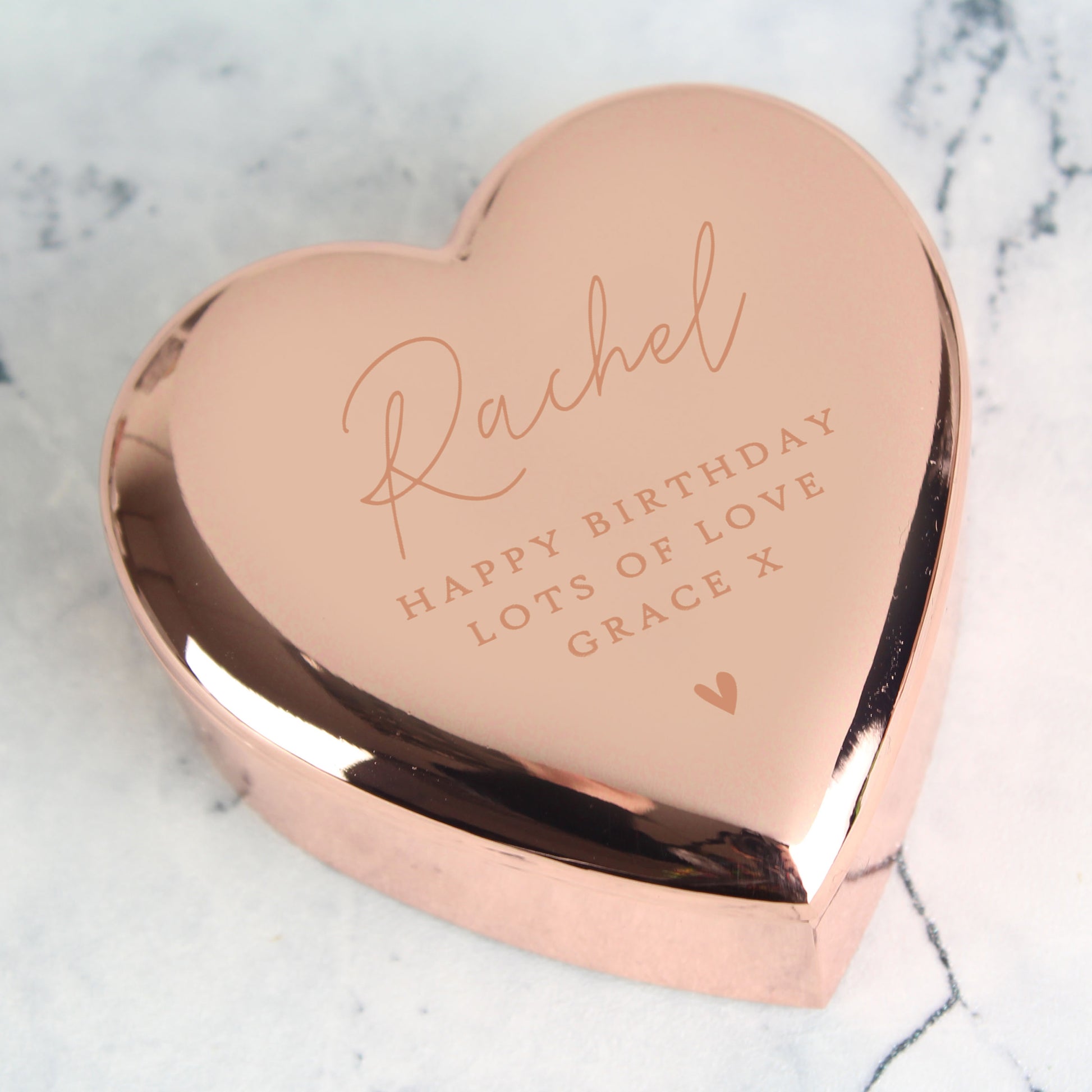 Personalised Free Text Rose Gold Heart Trinket Box from Heartfelt Gifts