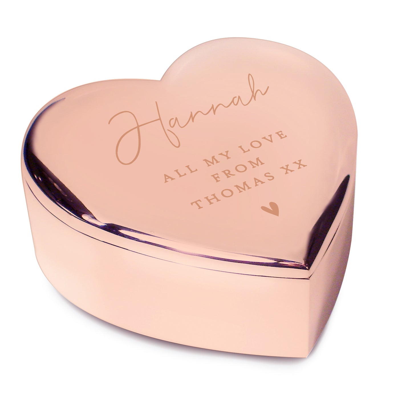 Personalised Free Text Rose Gold Heart Trinket Box - image 2