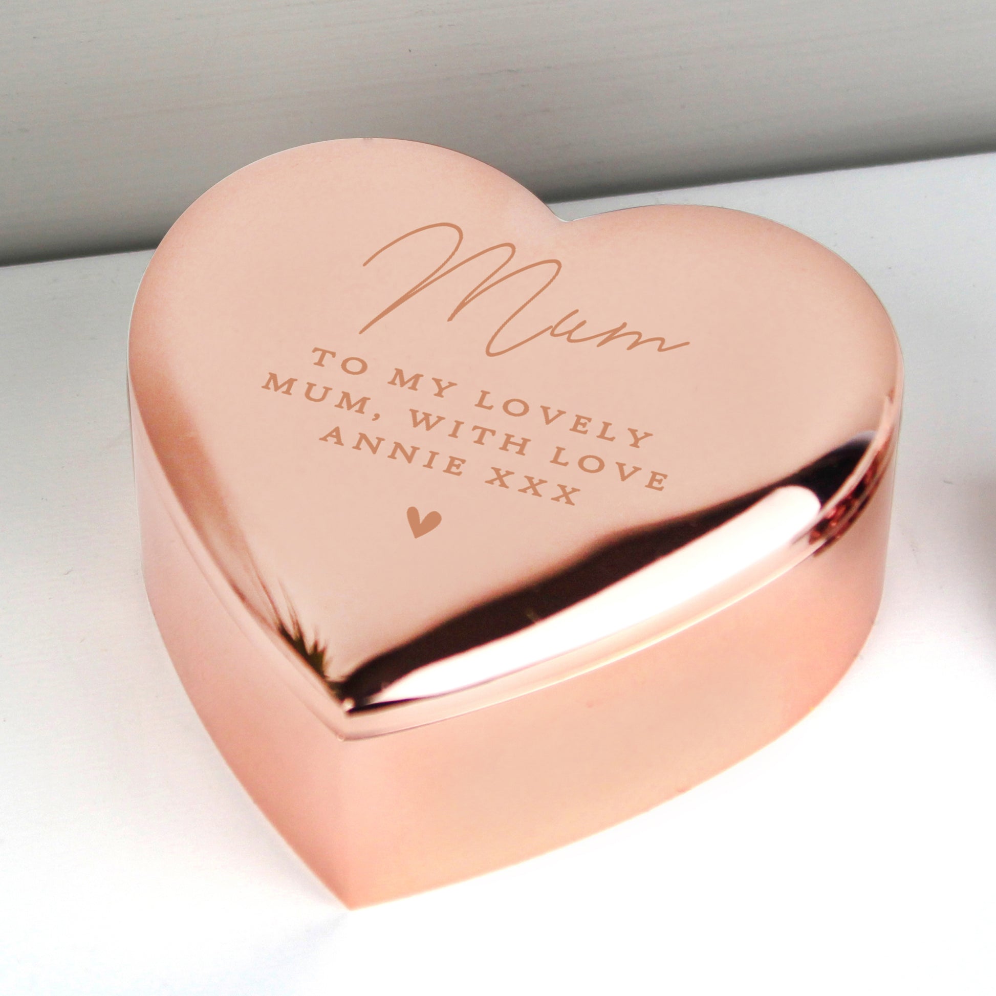 Personalised Free Text Rose Gold Heart Trinket Box - image 4
