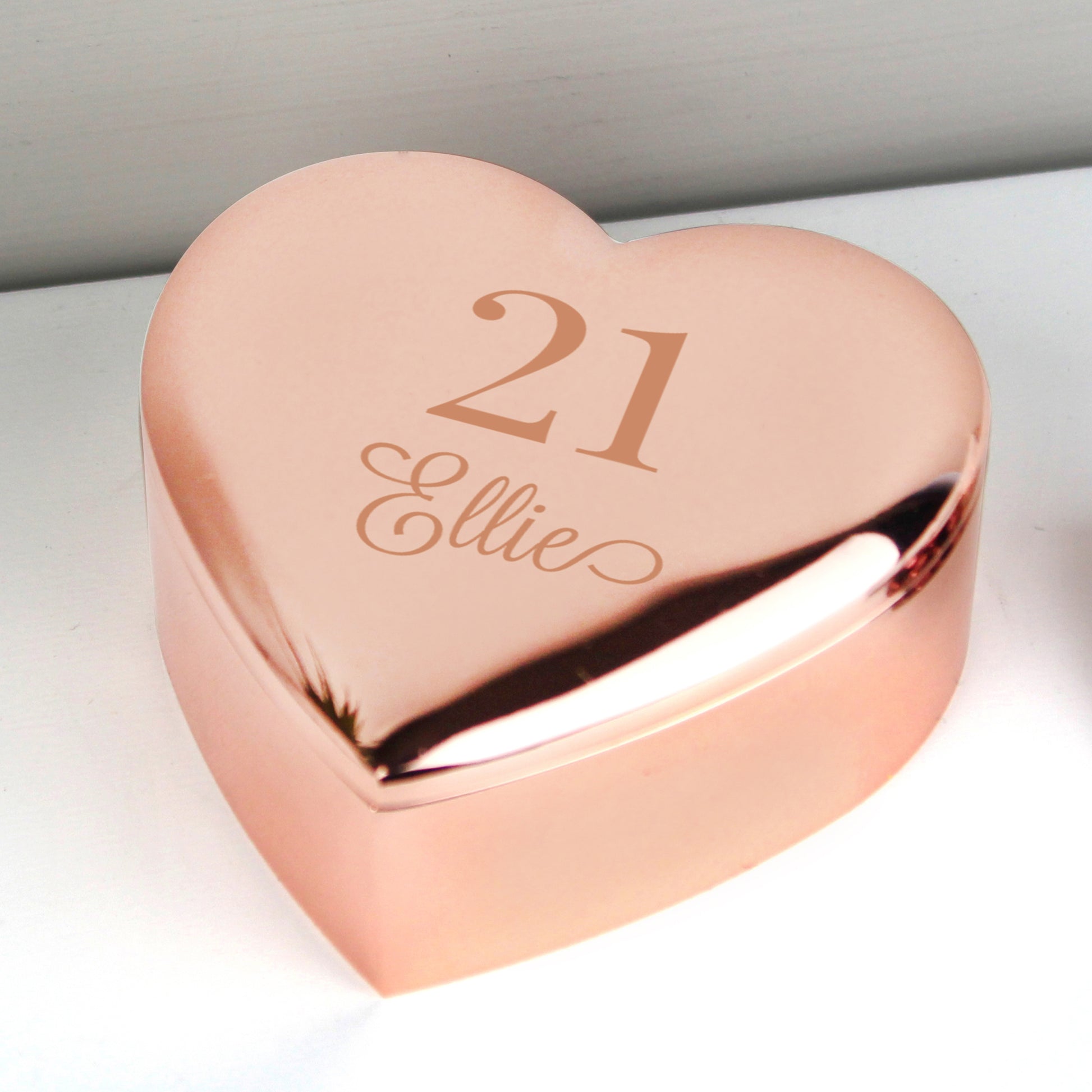 Personalised Big Age Rose Gold Heart Trinket Box from Heartfelt Gifts