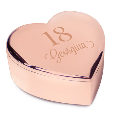 Personalised Big Age Rose Gold Heart Trinket Box - image 2