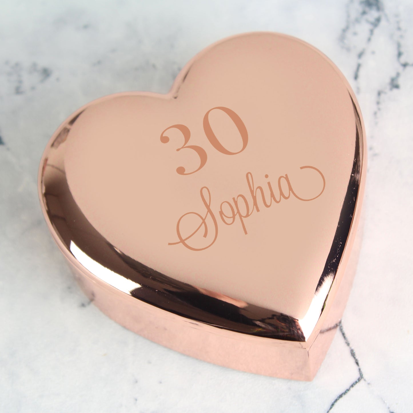 Personalised Big Age Rose Gold Heart Trinket Box - image 4