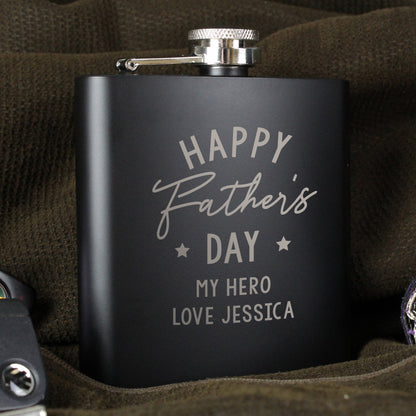 Personalised Fathers Day Black Hip Flask - image 3