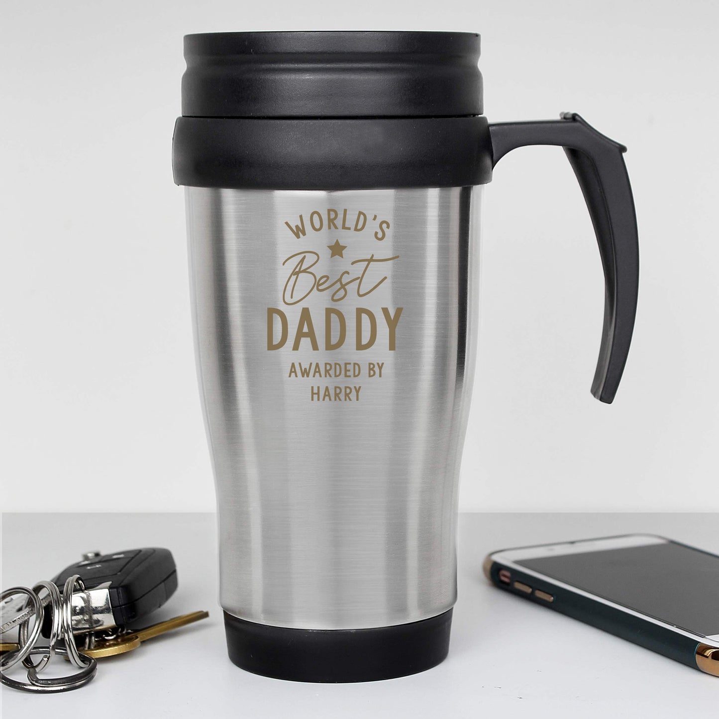 Personalised 'Worlds Best' Travel Mug from Heartfelt Gifts