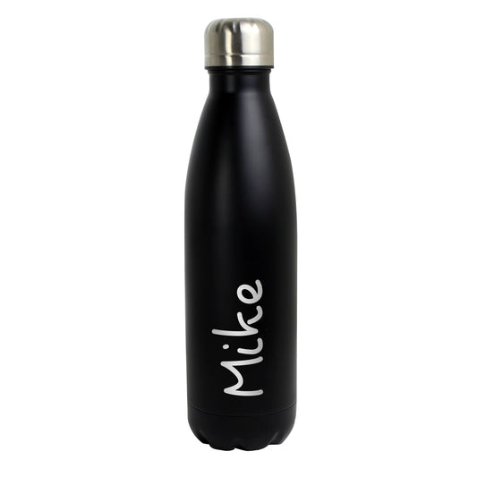 Personalised Name Only Black Metal Insulated Drinks Bottle - image 4