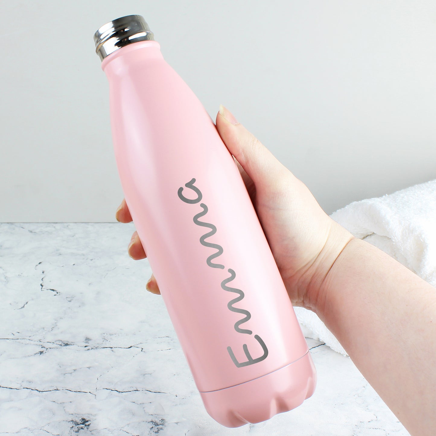 Personalised Name Only Pink Metal Insulated Drinks Bottle - image 3