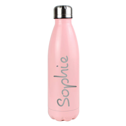Personalised Name Only Pink Metal Insulated Drinks Bottle - image 4