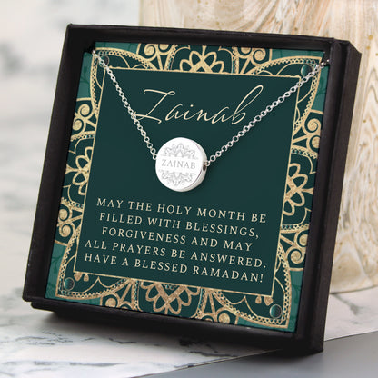 Personalised Sentiment Eid and Ramadan Disc Necklace and Box from Heartfelt Gifts
