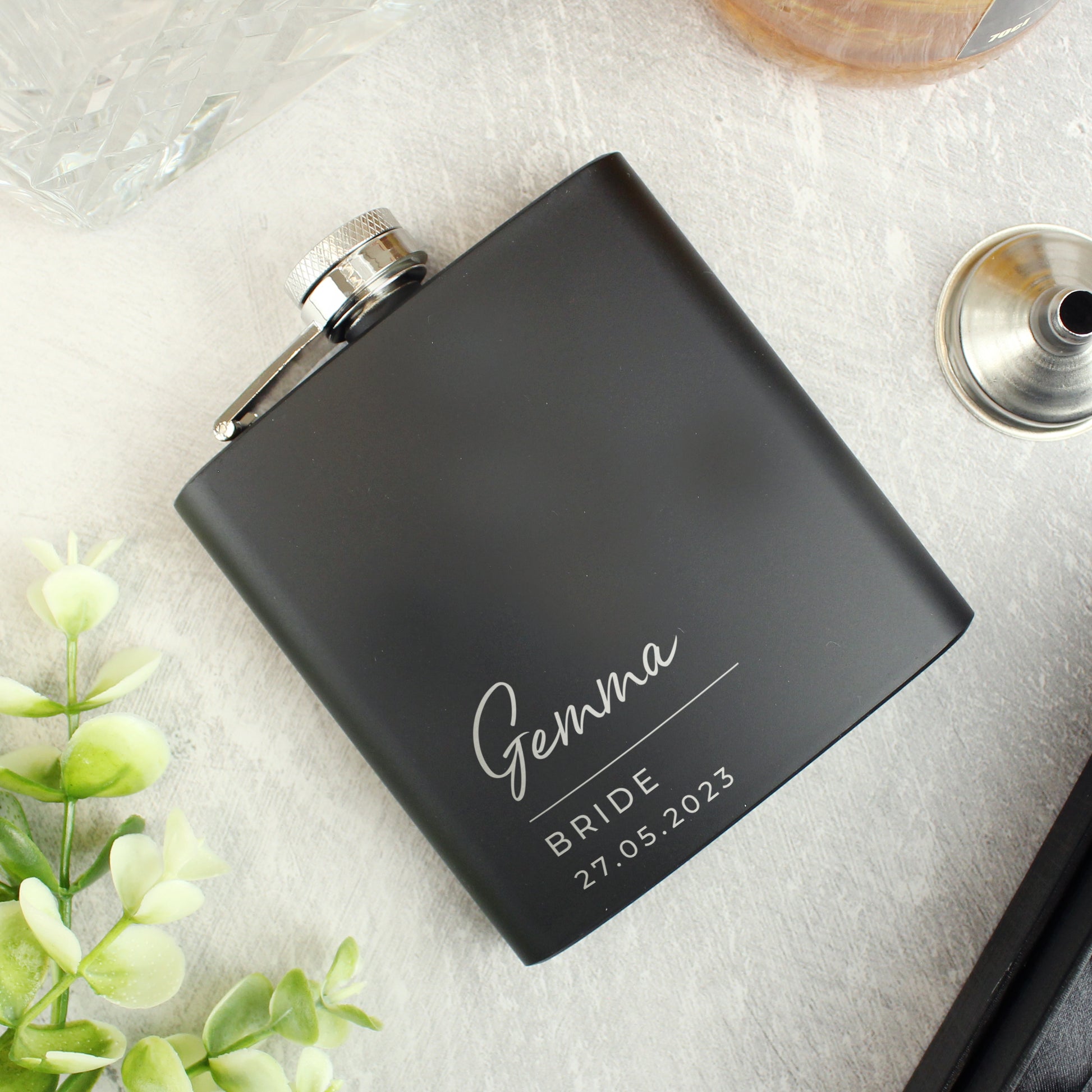 Personalised Free Text Script Black Hip Flask - image 2