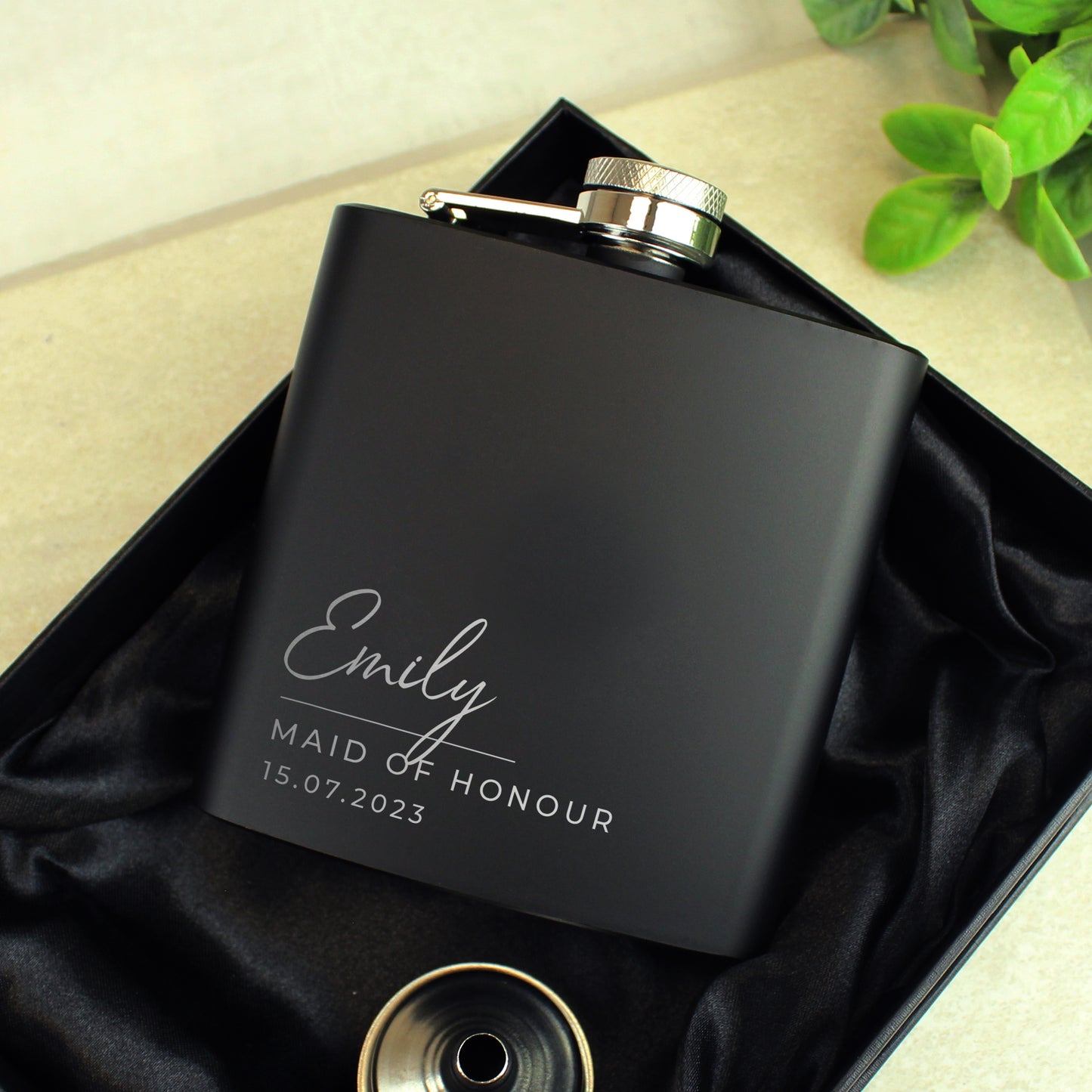 Personalised Free Text Script Black Hip Flask - image 4