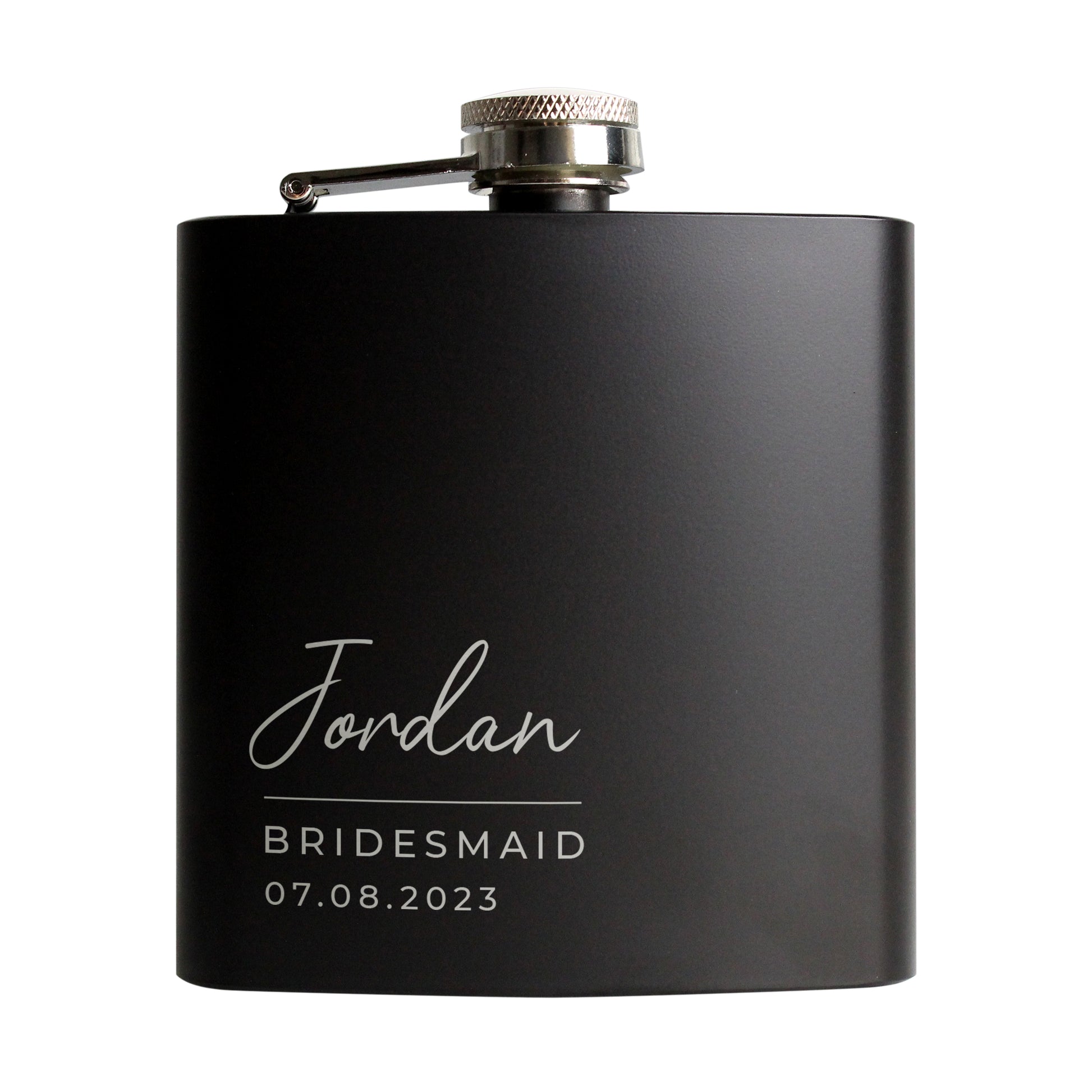 Personalised Free Text Script Black Hip Flask - image 5
