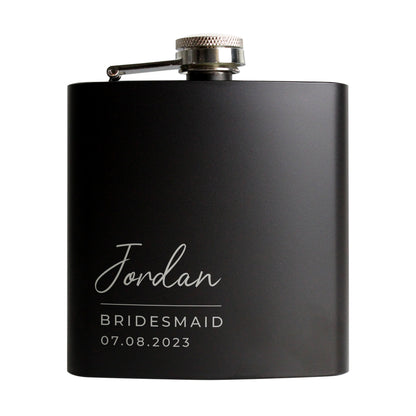 Personalised Free Text Script Black Hip Flask - image 5