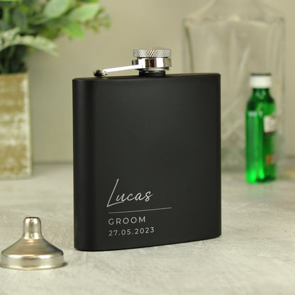 Personalised Free Text Script Black Hip Flask - image 6