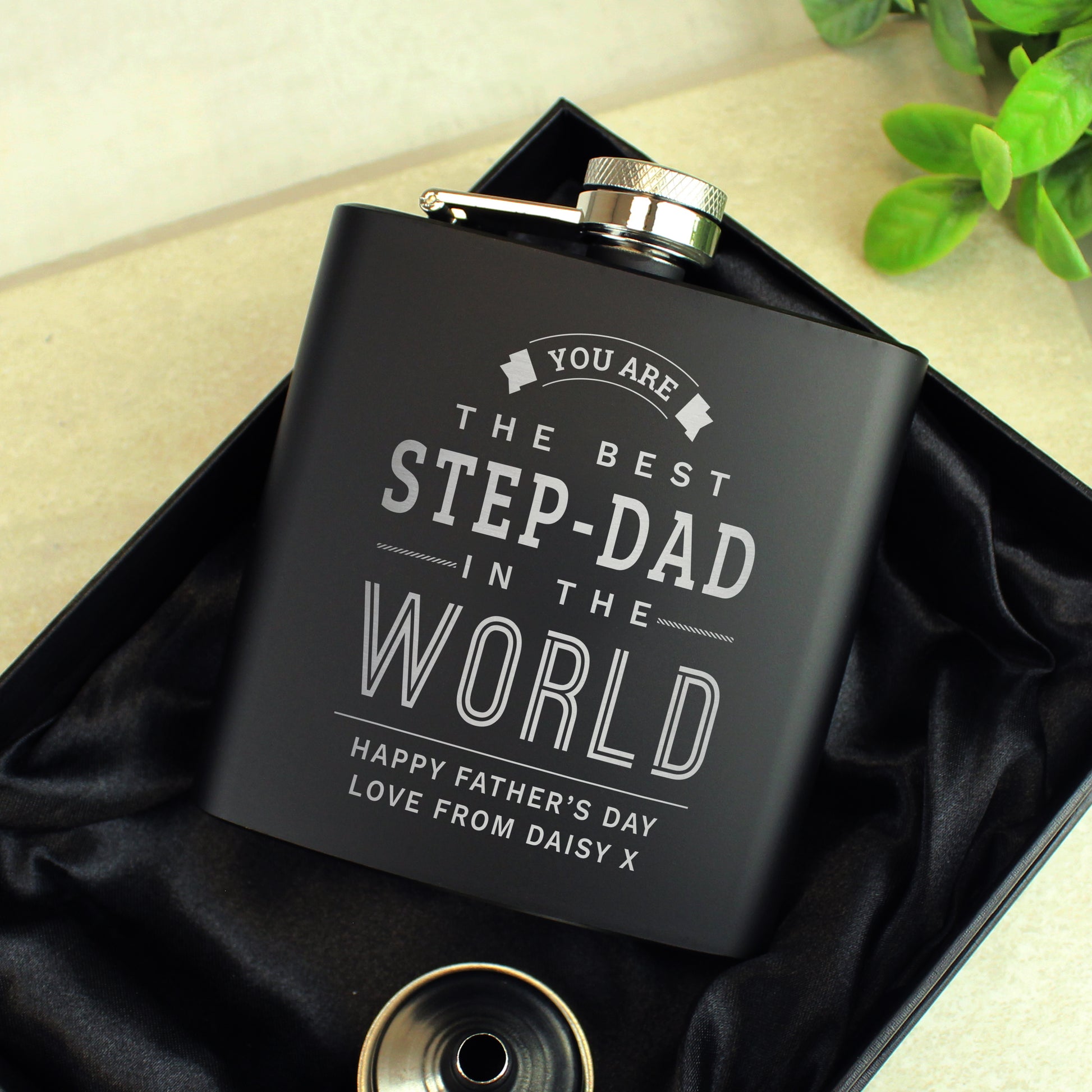 Personalised Best in The World Black Hip Flask - image 3