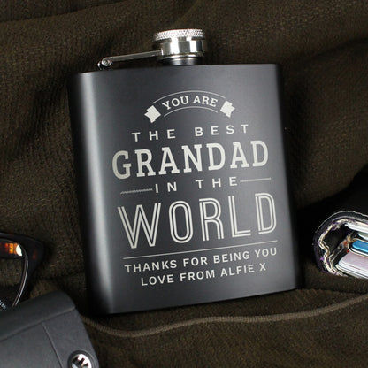 Personalised Best in The World Black Hip Flask - image 4