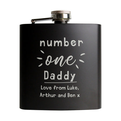 Personalised Number One Black Hip Flask - image 5