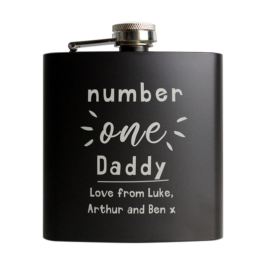 Personalised Number One Black Hip Flask - image 5