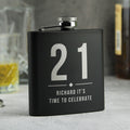 Personalised Big Numbers Black Hip Flask from Heartfelt Gifts