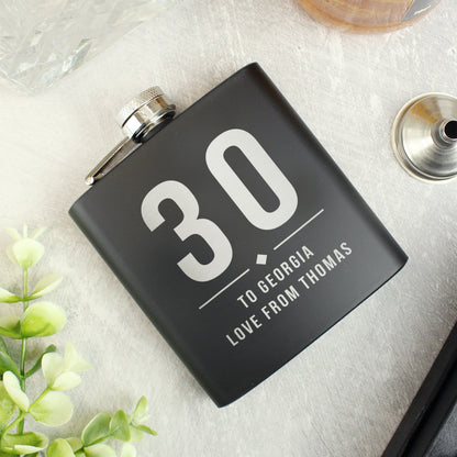 Personalised Big Numbers Black Hip Flask - image 2