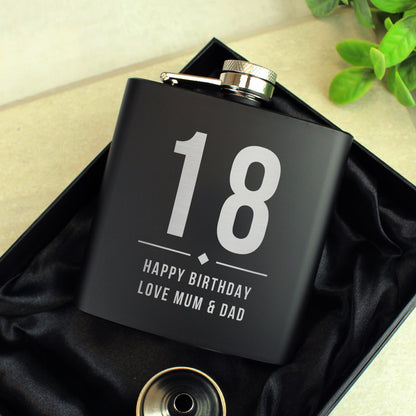 Personalised Big Numbers Black Hip Flask - image 4