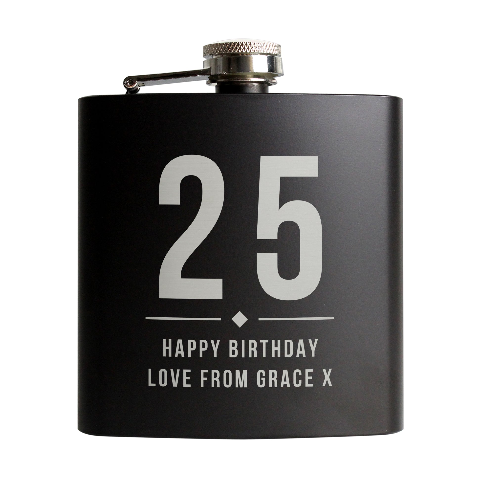 Personalised Big Numbers Black Hip Flask - image 5