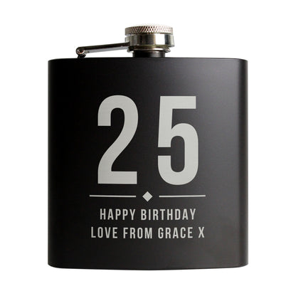Personalised Big Numbers Black Hip Flask - image 5